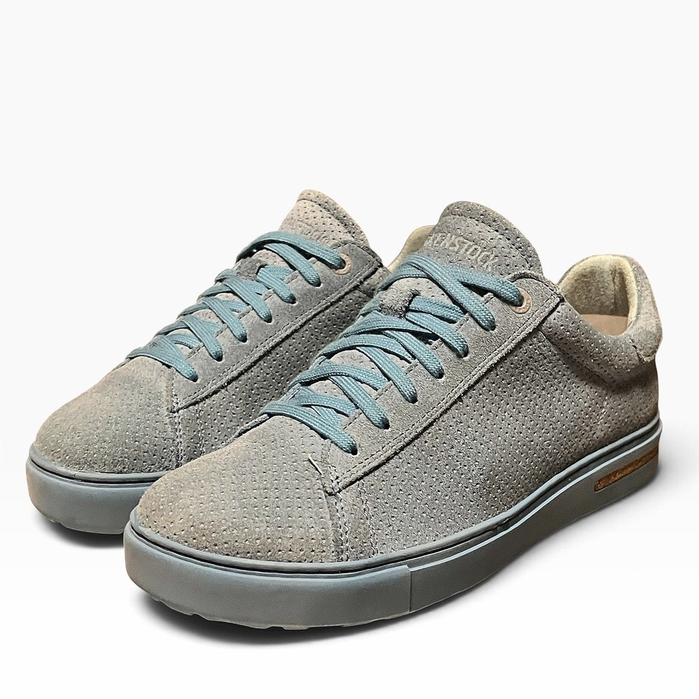 Birkenstock Bend Low Blue Grey Perforated Suede Sneakers Women 39 L8 M6 - Picture 3 of 16